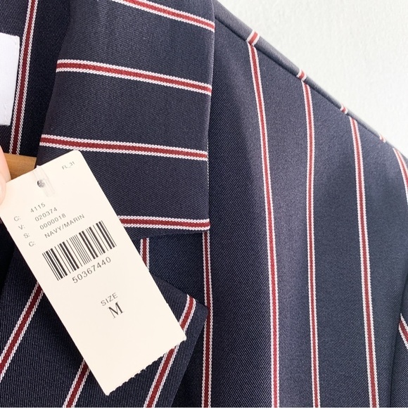 NWT BB Dakota X Anthropologie Navy Blue Pin Stripe Blazer Sz M - Picture 7 of 8